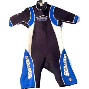 Sea-Doo Expedition WETSUIT, black Blue Bombadier Shorts/Short Sleeve Top Zip M L